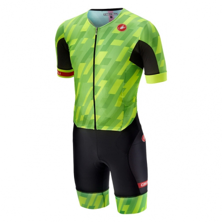Costume de Triatlon - Costum De Triatlon Cu Maneca Scurta Castelli Free Sanremo Suit SS, Verde/Negru, S