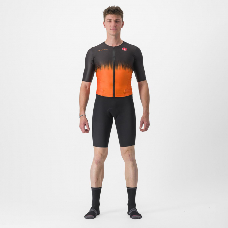 Costume de Triatlon - Costum de triatlon cu maneca scurta Castelli Sanremo Ultra, Negru/Portocaliu, XL