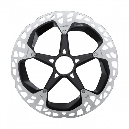 Piese biciclete - Disc frana Shimano RT-MT900-L, Center Lock, piulita cu caneluri interne, 203mm