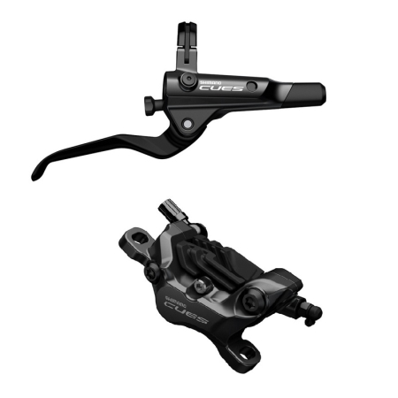 Piese biciclete - Frana pe disc set asamblat (J-Kit) Shimano Cues BL-U8000(R), BR-U8020 (R), fara adaptor, placute Resin (cu radiator), cu insertie, conducta 1700mm (SM-BH90 negru)
