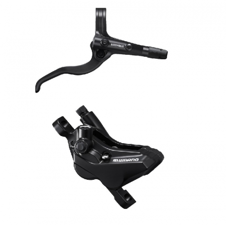 Piese biciclete - Frana pe disc set asamblat (J-Kit) Shimano Deore BL-MT401(R), BR-MT420(R), Negru, fara adaptor, placute Metal (fara radiator), cu insertie, conducta 1700mm (SM-BH90 negru)