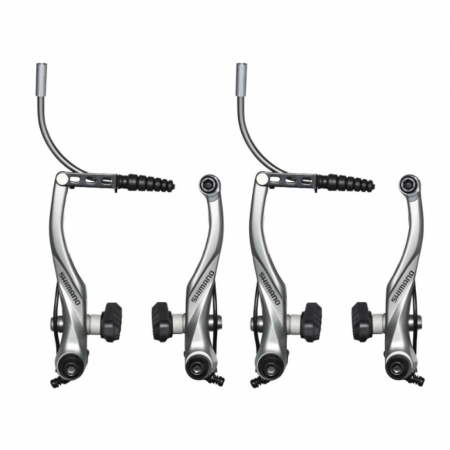Frane si componente - Frana V-Brake Shimano Alivio BR-T4000, set fata-spate, argintiu, neambalata, (ABRT4000RX14MS)