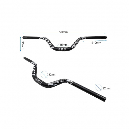 Ghidon 720mm cu rise 90mm negru [2]