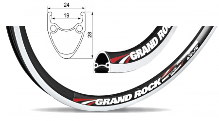 Piese biciclete - Janta Remerx Grand Rock 559x19, dubla, 32h, neagra