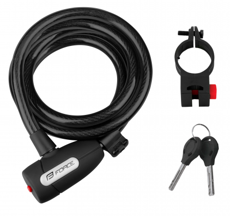 Antifurturi bicicleta - Antifurt cu cheie Force F Lux 180cm/12mm negru