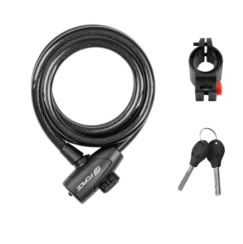 Antifurturi bicicleta - Lacat Force Strong spirala 180cm/12mm cu suport negru