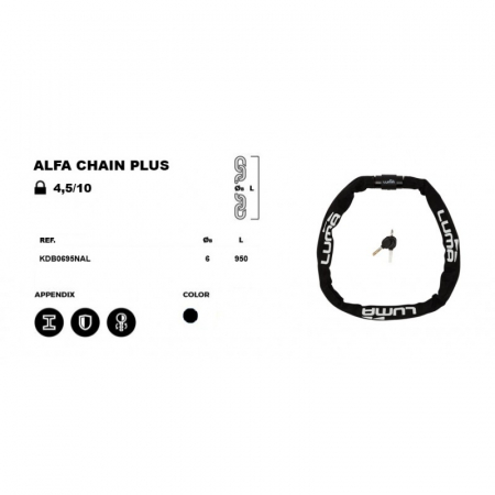 Lacat Luma Alfa Chain Plus 95 cm negru [3]