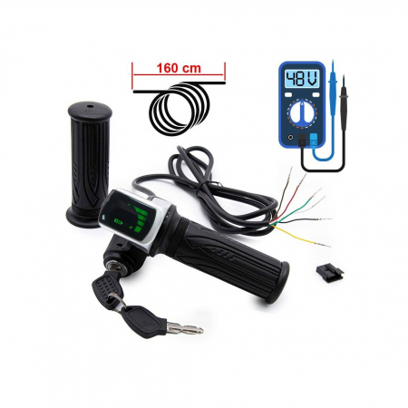 Componente electrice trotinete - Maneta acceleratie pentru trotinete cu indicator 48V cheie si conector SM