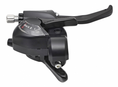 Piese biciclete - Maneta schimbator/frana Shimano ST-EF41-6R, 6 viteze, dreapta, pt. V-Brake, negru