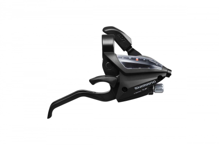 Piese biciclete - Maneta schimbator/frana Shimano ST-EF500-7R, dreapta 7 viteze, cablu 2050mm, Ez-fire Plus, 2 degete, aluminiu, pt. V-brake, negru
