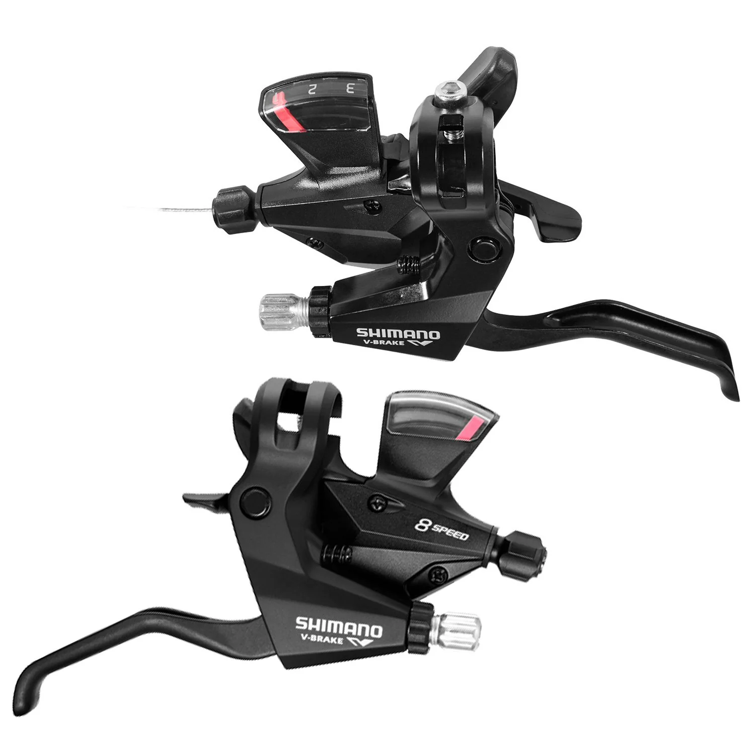 Piese biciclete - Manete schimbator/frana Shimano Altus ST-M310-L-2, Rapidfire Plus, set, 3x8 viteze, V-Brake, negru