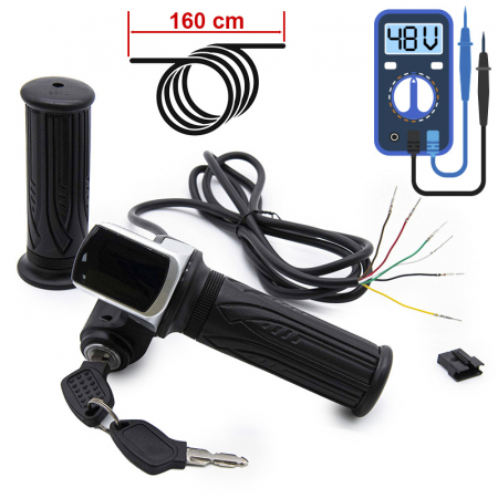 Componente electrice trotinete - Mansoane universale cu acceleratie si cheie contact pentru biciclete si trotinete electrice - 36V