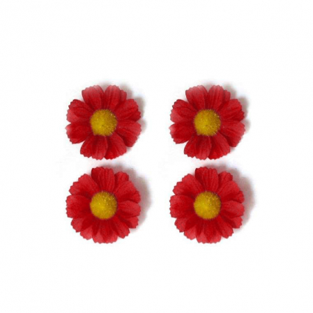 Ornament Cos Basil Daisies Flowers Set 4 Buc Rosu [0]