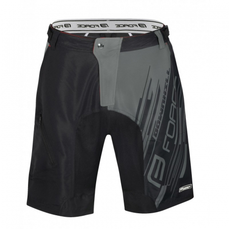 Imbracaminte ciclism - Pantaloni Force Downhill MTB cu sub-pantaloni cu bazon Negru/Gri XS