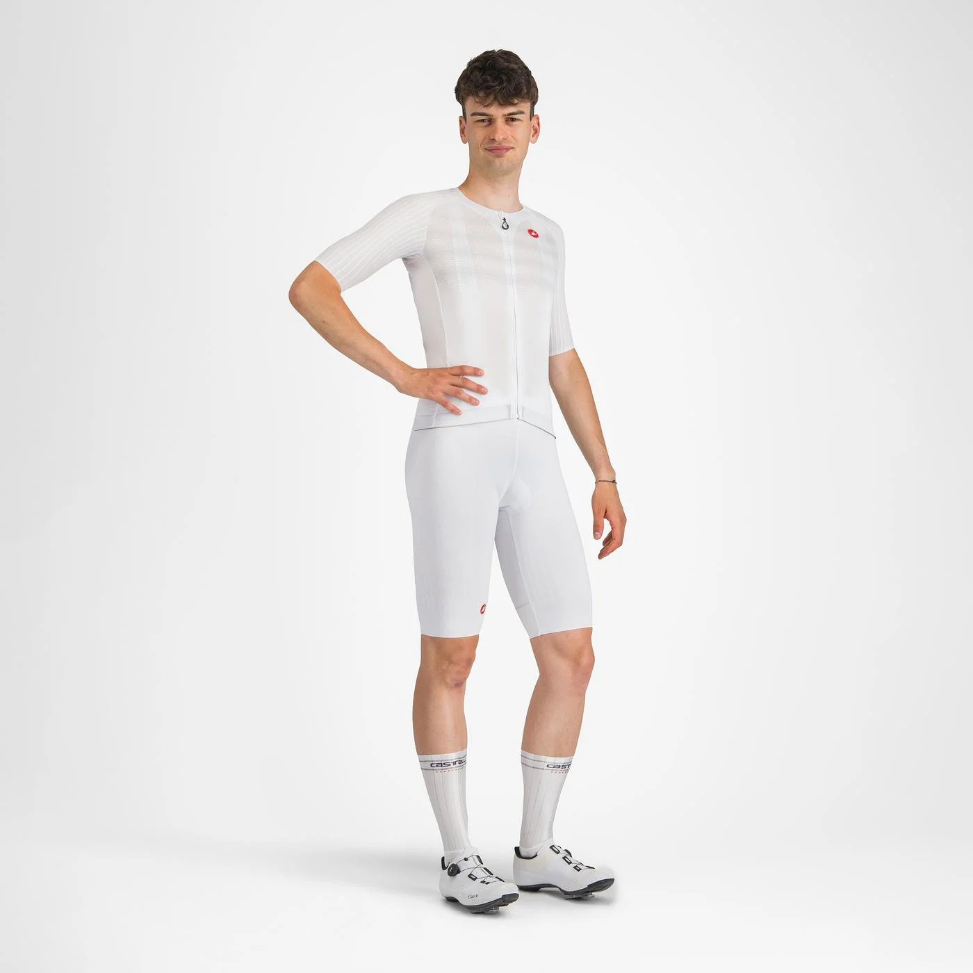 Pantaloni scurti cu bretele Castelli Free Aero Race S, pentru barbati, alb, L [8]