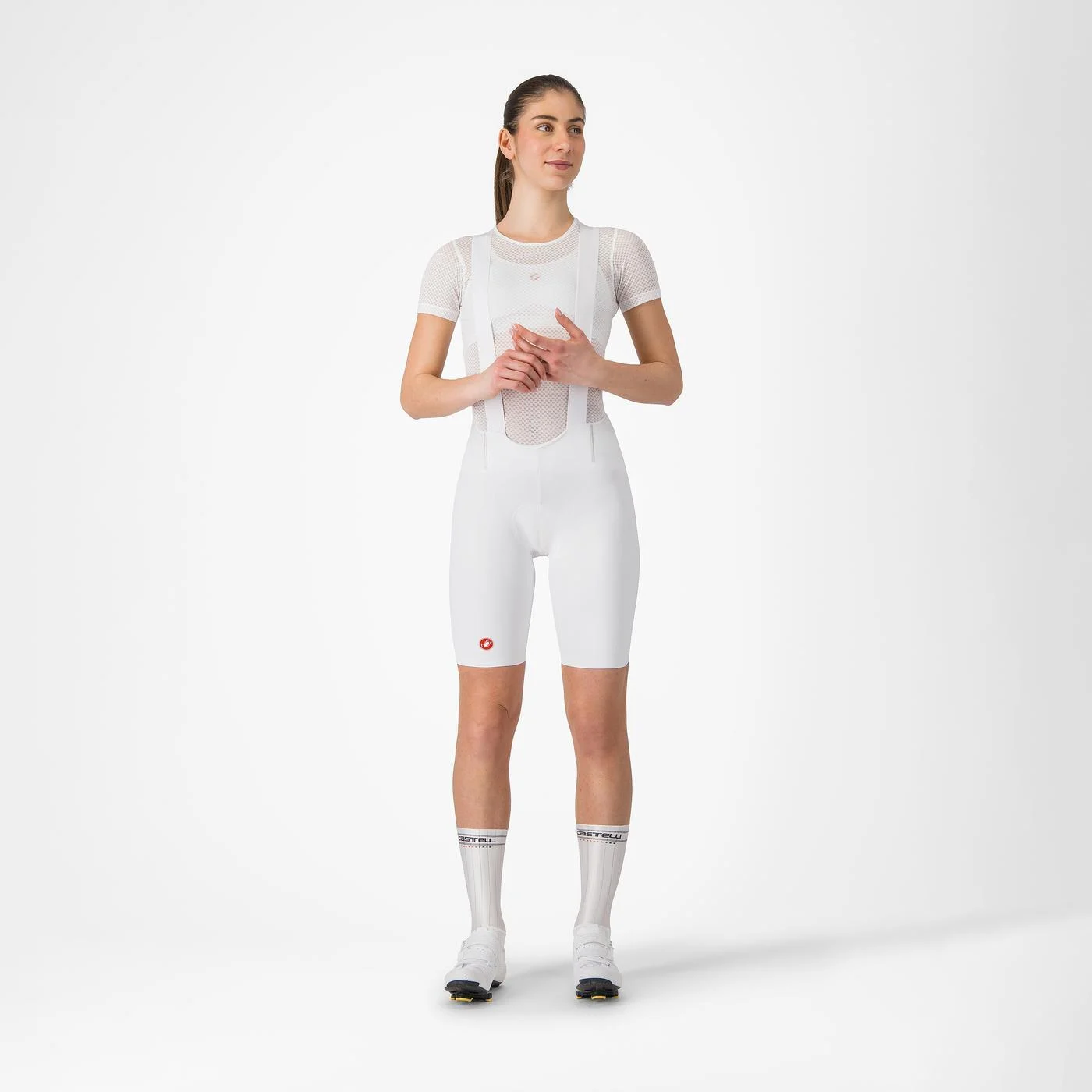 Pantaloni scurti cu bretele Castelli Free Aero Race S W, pentru femei, alb, XS [4]