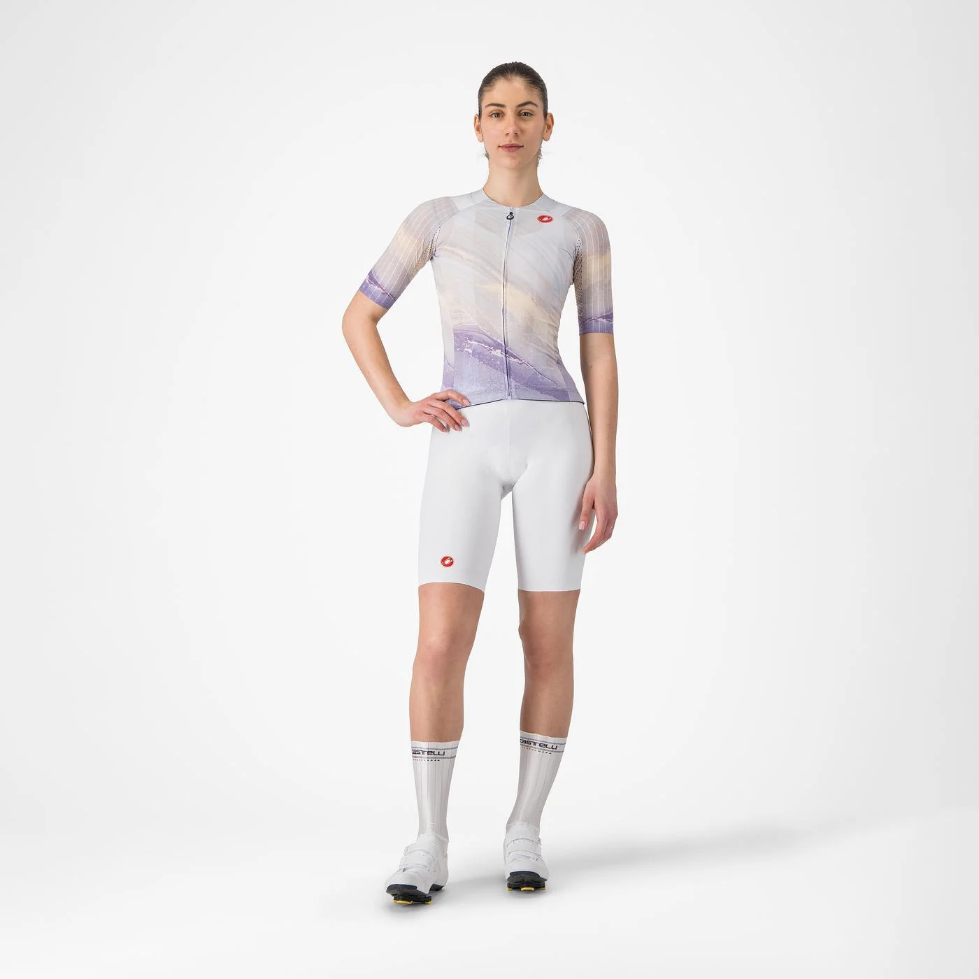 Pantaloni scurti cu bretele Castelli Free Aero Race S W, pentru femei, alb, XS [2]