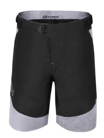Imbracaminte ciclism - Pantaloni scurti Force Storm pana la talie cu bazon, negru/gri M