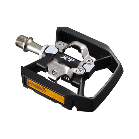 Pedale bicicleta - Pedale automate/platforma Shimano Deore XT PD-T8000, SPD, placute SM-SH56, cu catadioptru, Negru