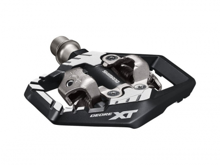 Pedale bicicleta - Pedale automate Shimano Deore XT PD-M8120, SPD, placute SM-SH51, fara catadioptru, Negru
