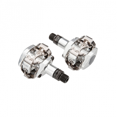 Piese biciclete - Pedale automate Shimano PD-M505-S, SPD, placute SM-SH51, fara catadioptru, Argintiu