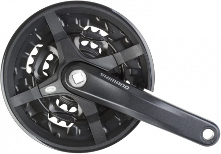 Angrenaje pedaliere - Angrenaj pedalier Shimano FC-M351, 9 vit, ax patrat, brate 170mm, cu CG, 44/32/22T, neambalat
