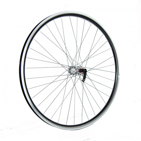Roti complete - Roata fata 27.5 Fivestars V-brake, negru, butuc silver cu rulment si QR