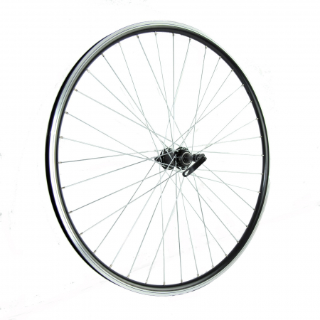 Roti complete - Roata spate 28x1.75 Fivestars V-brake, negru, butuc negru cu rulment si QR
