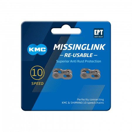 Piese biciclete - Set 2 zale rapide lant KMC MissingLink 10R EPT Silver 10 viteze