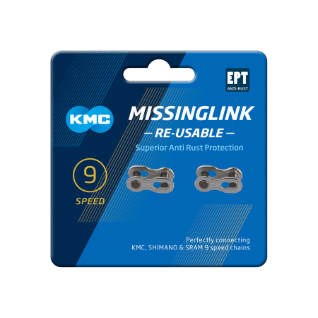 Piese biciclete - Set 2 zale rapide lant KMC MissingLink 9R Silver 9 viteze