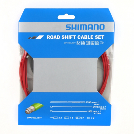 Set cablu si camasa schimbator Shimano Road OptiSlik rosu [0]