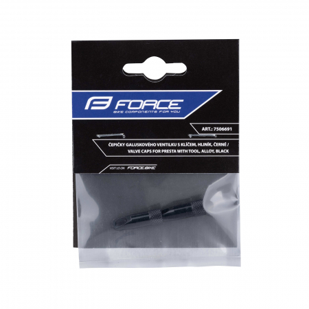 Set capacele ventil Presta cu cheita Force Aluminiu, Negru [1]