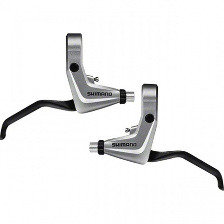 Manete de frana - Set manete frana Shimano Alivio BL-T4000, cu cabluri si camasi, Argintiu/Negru