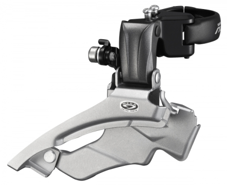 Piese biciclete - Shimbator fata Shimano Altus FD-M371, Colier Sus 34.9/31.8, Tragere Dubla, 9 Vit, Pt 44/48T