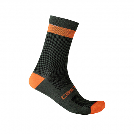 Imbracaminte ciclism - Sosete Castelli Alpha 18, Kaki/Portocaliu, S/M, 36-39