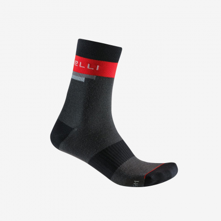 Imbracaminte ciclism - Sosete Castelli Velocissima 2 Thermal, gri inchis/negru/rosu hibiscus, S/M, 35-38