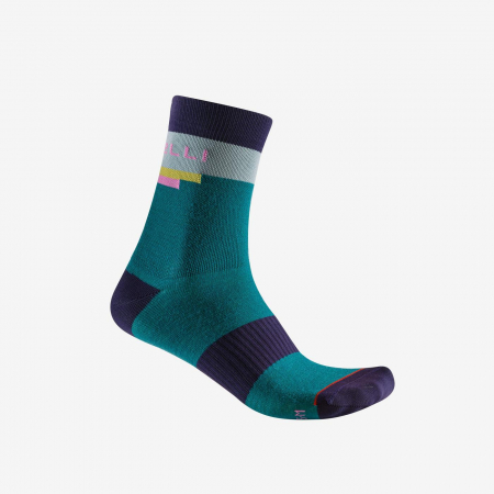 Sosete - Sosete Castelli Velocissima 2 Thermal, verde smarald/mov/argintiu, L/XL, 39-41