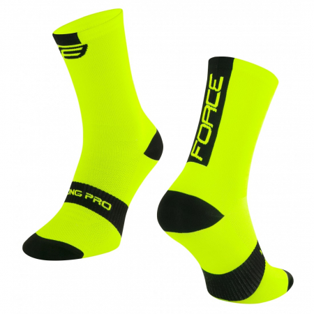 Imbracaminte ciclism - Sosete Force Long Pro galben fluo/negru, 42-46 (L/XL
