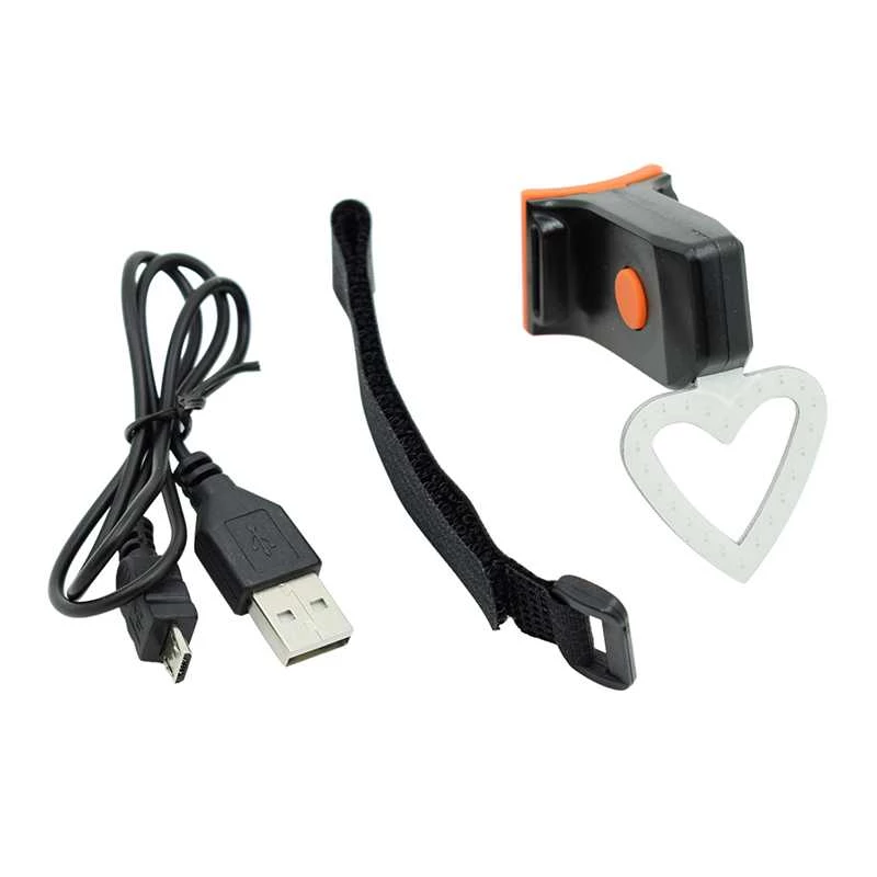 Lumina spate LED Bicycle Tail Lamp USB Inima, rezistent la apa [2]