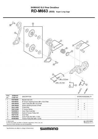 Rotițe schimbator ghidare și tensionare Shimano RD-M663-SGS [2]