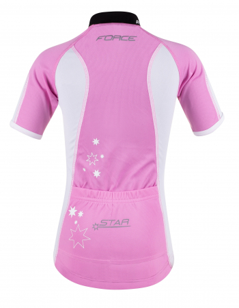 Tricou ciclism Force Kid Star 128-140cm roz/alb [1]