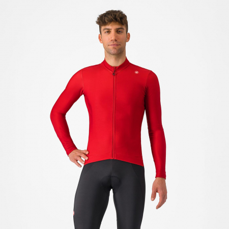 Tricouri cu maneca lunga - Tricou cu maneca lunga Castelli Espresso Thermal, pentru barbati, rosu aprins, L