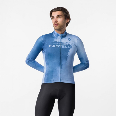 Imbracaminte ciclism - Tricou cu maneca lunga Castelli Nebula Thermo, Albastru Metalic/Steel Fade, L