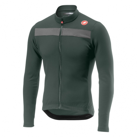 Tricouri cu maneca lunga - Tricou cu maneca lunga Castelli Puro 3 FZ, Kaki/Negru reflex, M