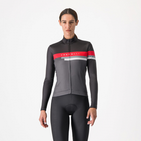 Tricou cu maneca lunga Castelli Tornare, gri inchis/negru/rosu hibiscus, M [0]