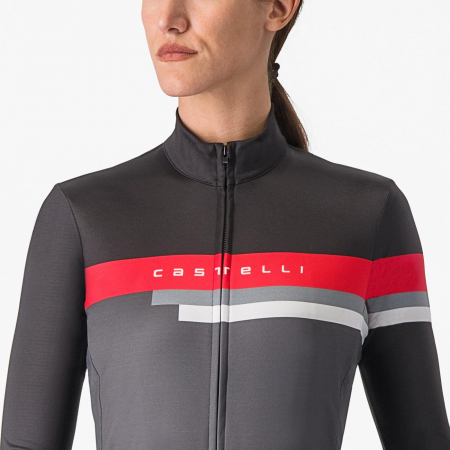Tricou cu maneca lunga Castelli Tornare, gri inchis/negru/rosu hibiscus, M [3]