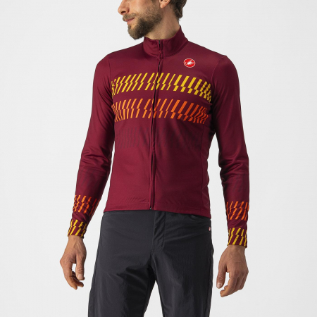 Tricouri cu maneca lunga - Tricou cu maneca lunga Castelli Unlimited Thermal, Visiniu/Portocaliu, L