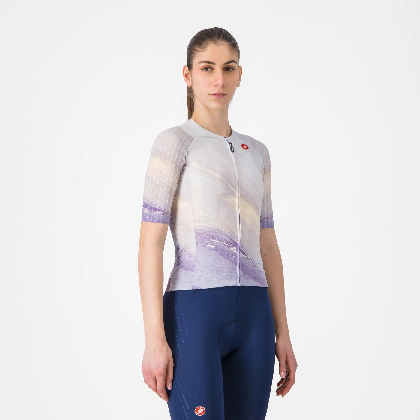 Tricouri cu maneca scurta - Tricou cu maneca scurta Castelli Aero PRO 8S W, pentru femei, violet multicolor, M