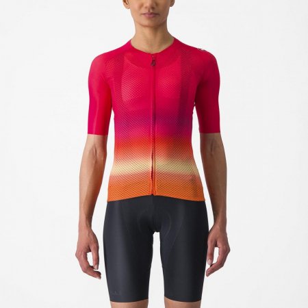 Tricouri si bluze de dama - Tricou cu maneca scurta Castelli Climber's 4.0 W, de dama, Rosu/Magenta/Portocaliu, L