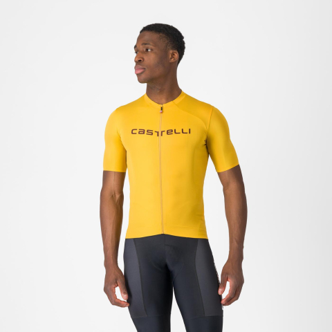 Imbracaminte ciclism - Tricou cu maneca scurta Castelli Elements, Galben/Visiniu, XXL, resigilat